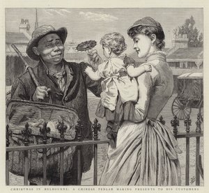 Jul i Melbourne, en kinesisk kræmmer, der laver gaver til sine kunder af Robert Barnes